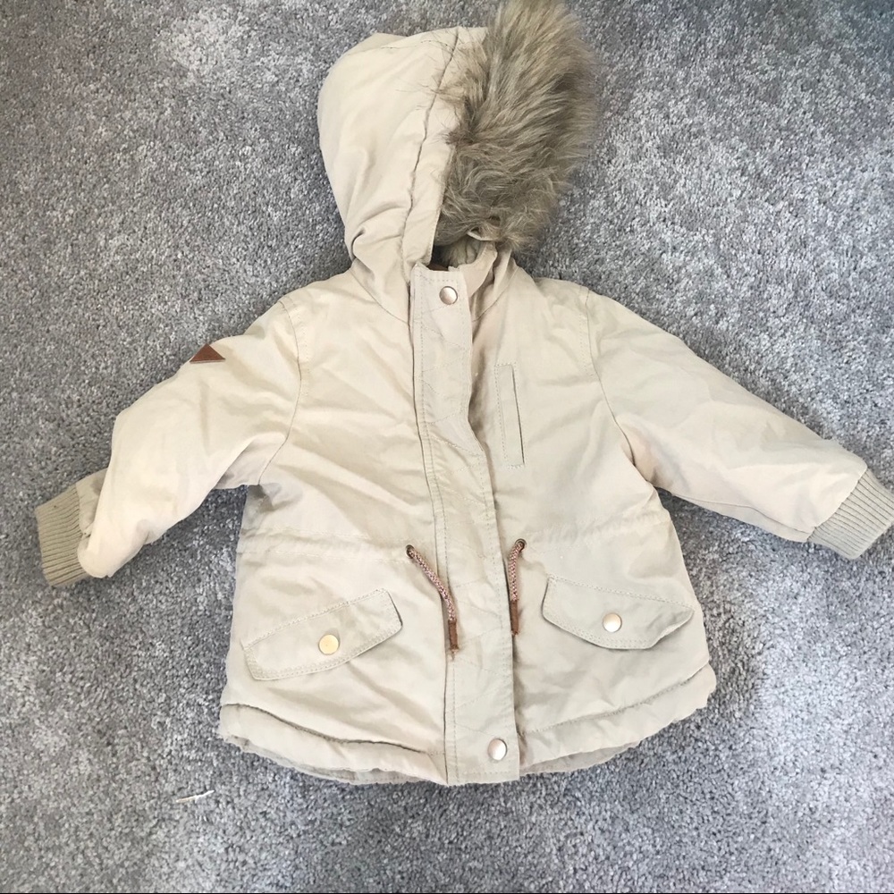 Zara baby girl 9-12 months jacket fur coat